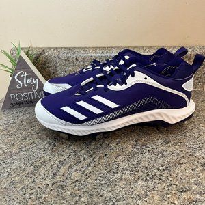 Adidas Icon 6 Bounce Metal Baseball Cleats Purple‎ / White FV9345 Mens Size 8.5